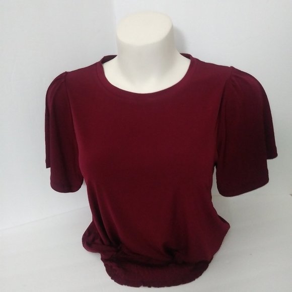 Michael Kors Small Dark Ruby Short Sleeve Blouse - Picture 1 of 14